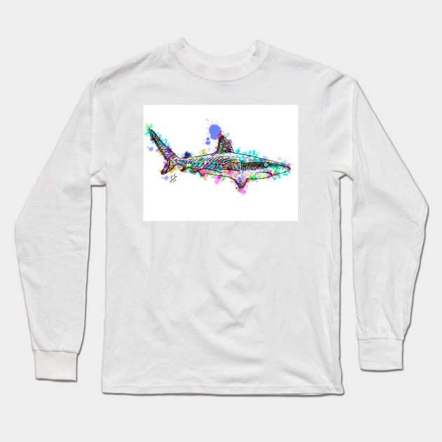WATERCOLOR SHARK Long Sleeve T-Shirt by lautir